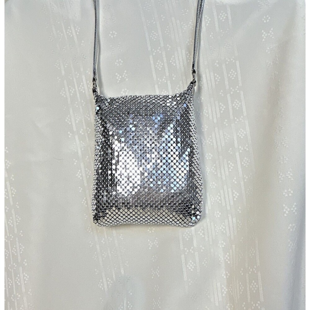 Vintage Whiting & Davis Silver Metal Mesh Shoulder Bag Purse Pink Satin Lining